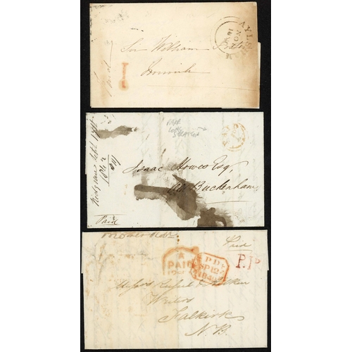 1380 - EAST ANGLIA U.P.P. HS: 1840-50 selection inc. 1846 part E Spilsbury to Nottingham with thick hand st... 