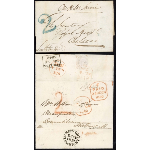 1381 - HAMPSHIRE U.P.P. HS: 1840-50 group inc. 1842 EL Newport IOW to Stirling with fine Newport cds & larg... 