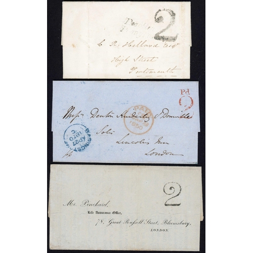 1381 - HAMPSHIRE U.P.P. HS: 1840-50 group inc. 1842 EL Newport IOW to Stirling with fine Newport cds & larg... 