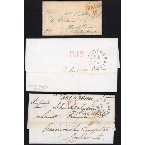 1383 - KENT U.P.P. HS: 1840-50 collection of Kent UPP inc. 1849 small env+content to Chipstead with a v.fin... 