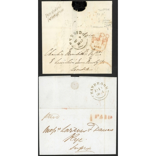 1383 - KENT U.P.P. HS: 1840-50 collection of Kent UPP inc. 1849 small env+content to Chipstead with a v.fin... 