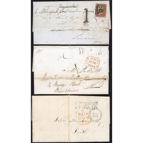 1385 - LONDON U.P.P. HS: 1840-1863 group with 1840 OHMS E London local with fine Charing Cross hs and along... 