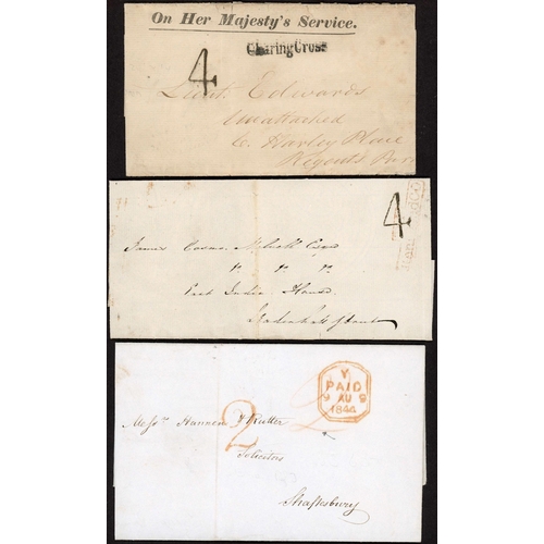 1385 - LONDON U.P.P. HS: 1840-1863 group with 1840 OHMS E London local with fine Charing Cross hs and along... 