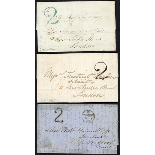 1390 - WEST COUNTRY U.P.P. HS: 1840-59 group with 1846 E to London with v.fine, large, blue 