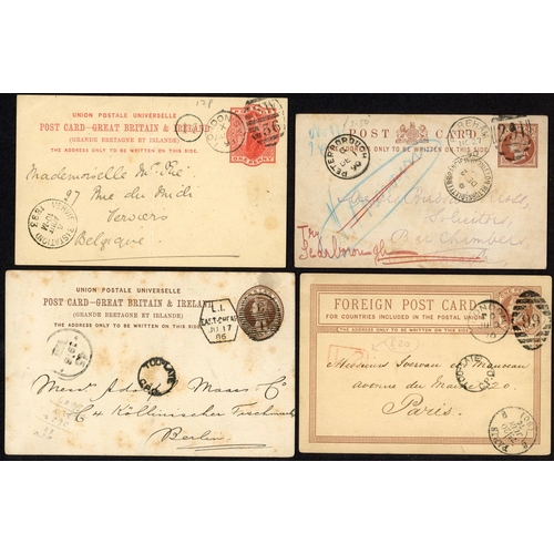 1403 - DUPLEX CANCELS: 1860-1901 group of QV P.Stat. envs., PCs (inc. foreign & UPU), wrappers, Letter Card... 