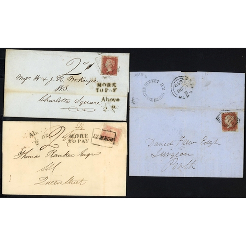 1643 - SCOTTISH LOCAL CANCELS: 1841-58 group with 1855 E with 1d red tied boxed CASTLE / STREET hs & MORE /... 