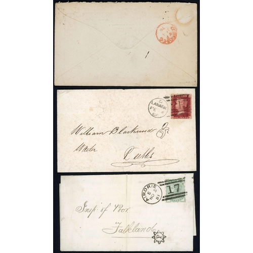 1646 - SCOTTISH RAILWAY MARKS INC. SCARCE PERTH HS: 1866-81 with 1881 printed EL Airdrie to Inspector of Po... 