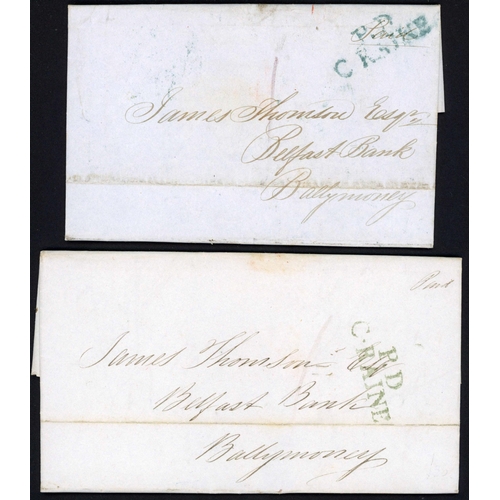 1690 - TOWN NAMED PAID HS, ETC.: 1826-46 group (no Dublin) with 1840 EL to London with fine red fancy boxed... 