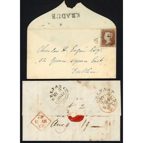 1695 - MAINLY VICTORIAN SELECTION IRISH MAILS: 1840-1909 with 1850 env. to Dublin with blue MOYNALTY UDC an... 