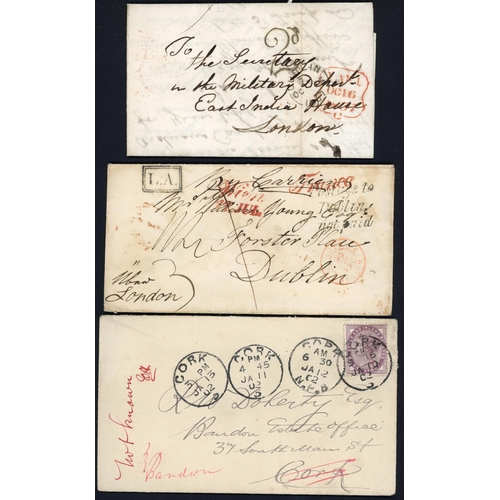 1696 - INSTRUCTIONAL & POSTAGE DUE INC. POSTAGE TO DUBLIN NOT PAID EX AUSTRIA: 1840-1930 group with 1840 en... 