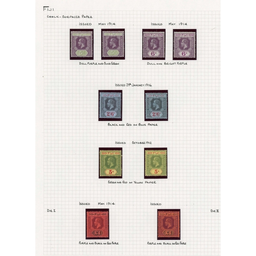 542 - KGV 1912-27 DEFINITIVE STUDY: Presented on display pages 1912-23 mint issues with shade & Die types ... 