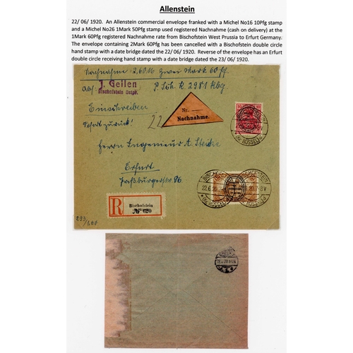 591 - ALLENSTEIN - STAMPS & POSTAL HISTORY: Collection inc. both the 1920 sets to 3m, SG 1/14 & 15/28, the... 