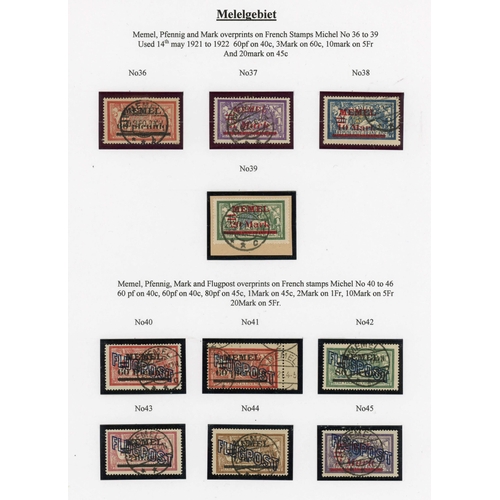 704 - MEMEL - VERY FINE USED COLLECTION: Attractively presented on display pages, many of the stamps on in... 