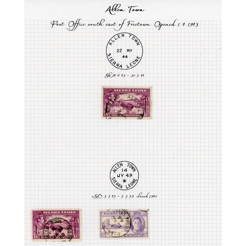 780 - ** THE VILLAGE POSTMARKS OF SIERRA LEONE A-P: An album containing a well written-up collection on 14... 