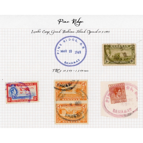 85 - ** THE VILLAGE POSTMARKS OF BAHAMAS N-W: A box file containing a well written-up collection on 91 al... 