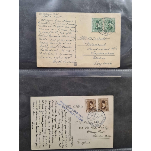 529 - 1930s-50s COMMERCIAL MAIL, AIR MAILS, PHILATELIC MAIL, ETC: Blue binder with a collection/accumulati... 