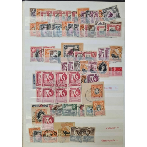 63 - ** EAST AFRICA POSTMARKS ACCUMULATION in a carton housed in three stock books on mainly KGVI & early... 