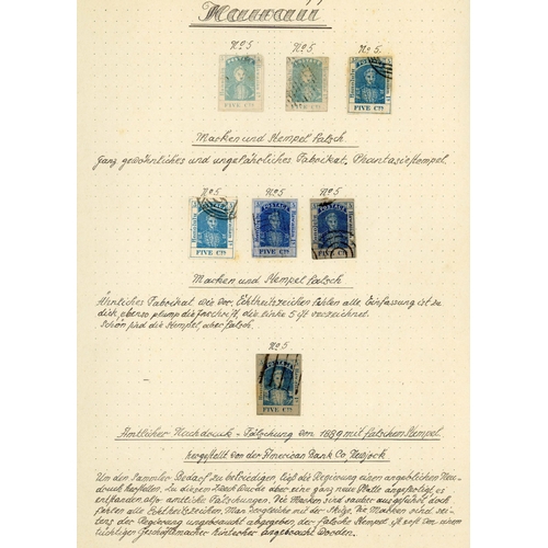 832 - 1853-63 RANGE OF FORGERIES (some possibly genuine) of 1853 5c (7) & 13c (5) plus 1861-3 2c (3) all '... 