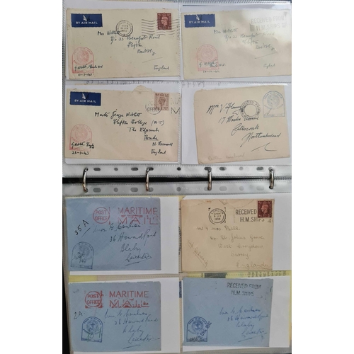 838 - MISCELLANY INC. MACHINS, POSTAGE DUE COVERS, INSTRUCTIONAL MARKS, MARITIME MAIL, ETC.: Carton holdin... 