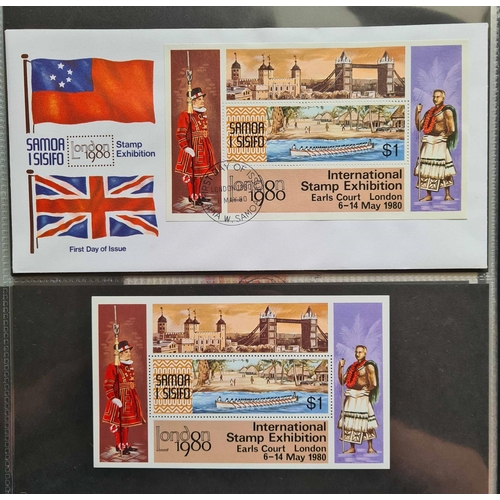 100 - 1980 & 1990 LONDON STAMP EXHIBITIONS; A carton containing two special albums of stamps & mini.sheets... 