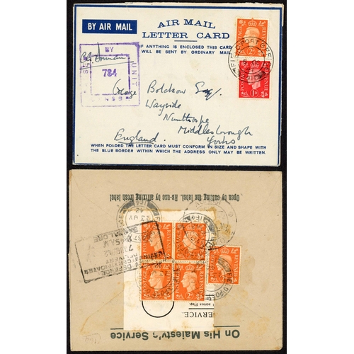 1047 - CYPRUS: 1940-45 selection with 1940 env. registered Bournemouth to Nicosia with both GB & Cyprus Cen... 