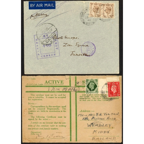 1049 - CRETE - FPO 192 AT SOUDA BAY: 1940-41 trio inc. 28 Nov. 1940 airmail env. FPO 192 to Jerusalem via C... 