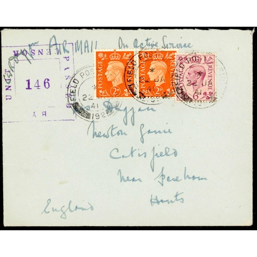 1049 - CRETE - FPO 192 AT SOUDA BAY: 1940-41 trio inc. 28 Nov. 1940 airmail env. FPO 192 to Jerusalem via C... 