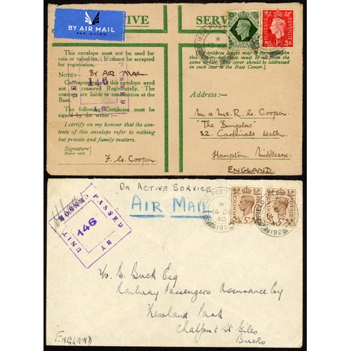 1050 - CRETE - FPO 192 AT SOUDA BAY MAILS TO UK: 14 Dec. 1940 env. airmail from FPO 192 to Chalfont St Gile... 