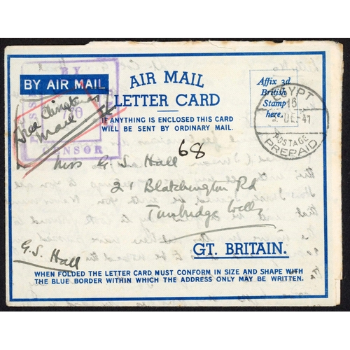 1056 - MIDDLE EAST INC. EGYPT, SYRIA, IRAQ, ETC.: 1941-44 selection of Air Mail Letter Cards (AMLC), Airgra... 