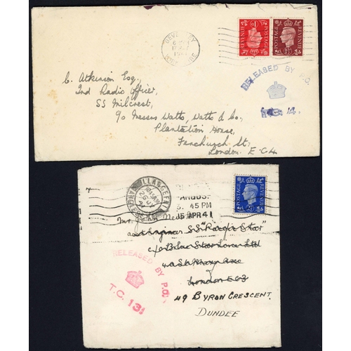 1057 - PORT & TRAVELLER CENSORSHIP: 1941-2 inc. 1941 env. originating in Leith to Faroe Islands with v. fin... 