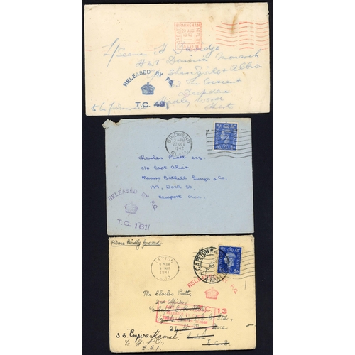 1057 - PORT & TRAVELLER CENSORSHIP: 1941-2 inc. 1941 env. originating in Leith to Faroe Islands with v. fin... 