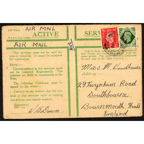 1066 - CRETE -  FPO 221 USED MAY 1941: Pair of envs. with 8 May 1941 (opened two sides) endorsed ON ACTIVE ... 