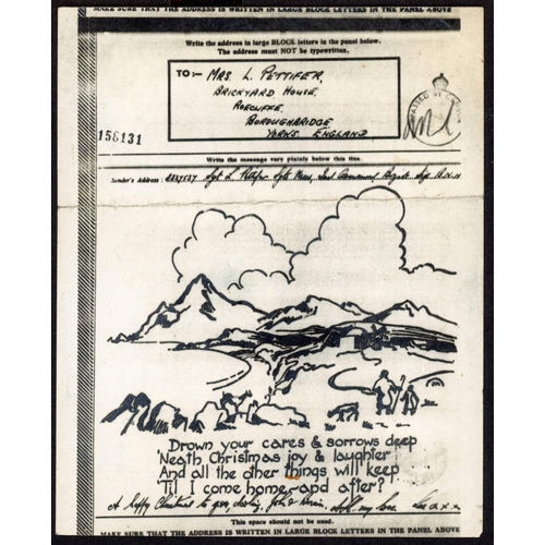 1068 - INDIA - AIRGRAPHS: 1942-44 with 1942 Airgraph depicting shepherds and mountains from Signals Sergean... 