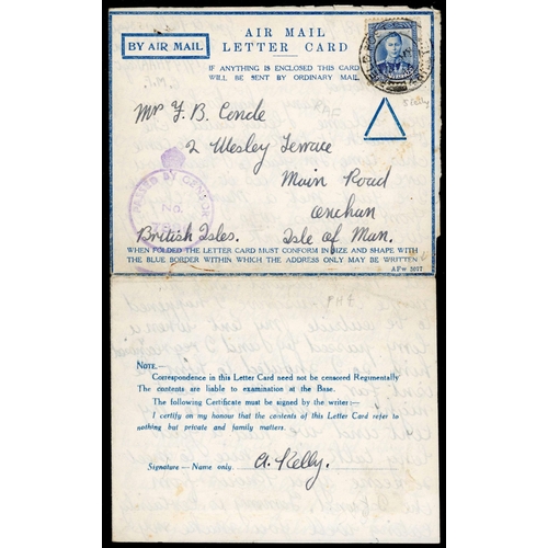 1071 - AIR MAIL LETTER CARDS, ETC. INC. KENYA, INDIA, ITALY, ETC.: 1942-46 with 20 Mar. 1944 blue triangle ... 