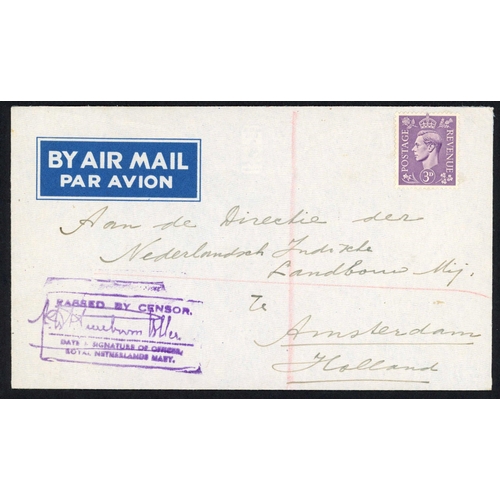 1095 - CEYLON - NETHERLANDS NAVAL MAILS, ETC.: 1944/5 group inc. 1945 Air Mail env. registered to Holland m... 