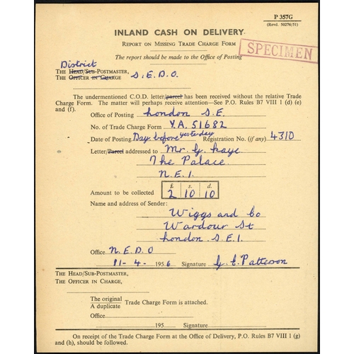 1104 - PARCEL POST & C.O.D. LABELS & FORMS, ETC.: A large binder containing used P.P. labels & tags 1917-76... 