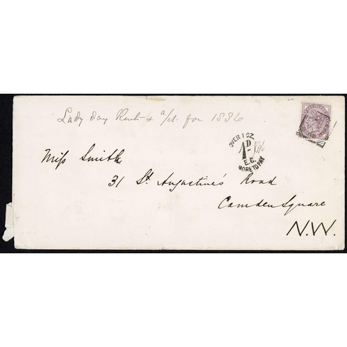 1125 - LATE QV POSTAGE DUE MARKS, RETURNED MAILS ETC.: 1882-1901 collection inc. 1896 uprated ½d PC London ... 