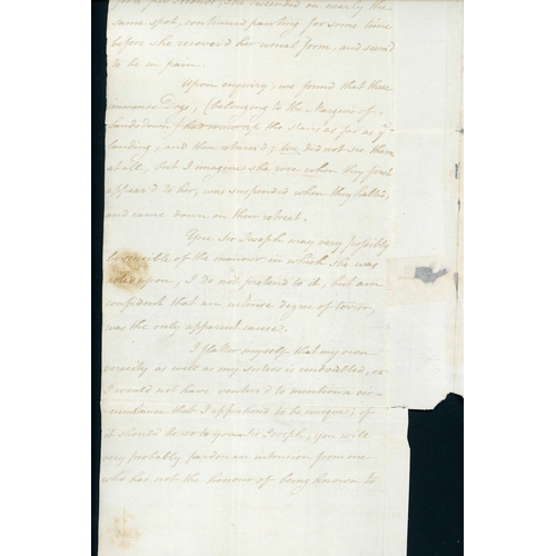 1194 - UNIQUE LETTER TO SIR JOSEPH BANKS (INC. HIS MS DRAFT REPLY) CONCERNING THE UNEXPLAINED LEVITATION OF... 