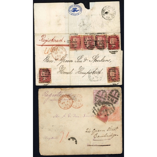 1210 - QV UDCs & REGISTERED MAIL: 1857-96 group of E/ELs and envs. on album leaves inc. 10 Oct. 1857 EL to ... 