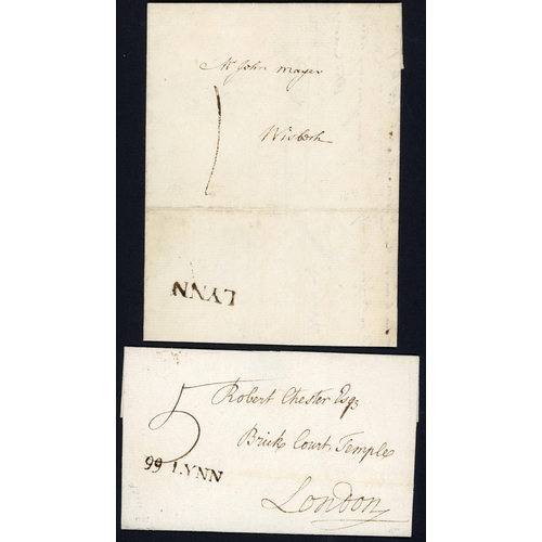 1274 - KING'S LYNN: 1764-86 A fine to v.fine collection of EL & Es with the LYNN straight line and 99 LYNN ... 