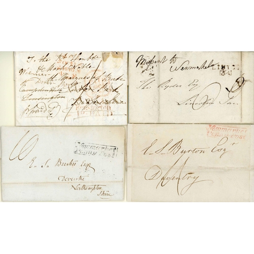 1311 - NEWMARKET PRESTAMP COLLECTION - EARLY MAIL, INGOING/VIA MAIL, MISSENT, PENNY POSTS, ETC.; 1741-1840 ... 