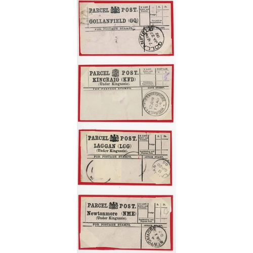 1326 - SCARCE HIGHLAND PARCEL POST LABELS: 1901-54 set (many with stamps removed) inc. 1901 