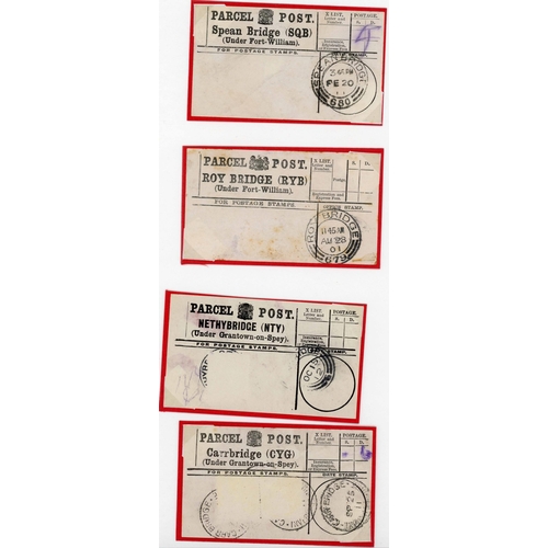 1326 - SCARCE HIGHLAND PARCEL POST LABELS: 1901-54 set (many with stamps removed) inc. 1901 