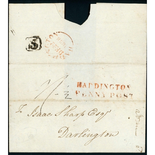 1339 - POSTAL HISTORY MIX: 1786-1837 group inc. provincial name stamps, local s/l & charge marks, etc. Inc.... 