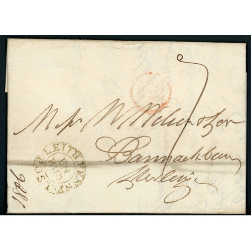 1339 - POSTAL HISTORY MIX: 1786-1837 group inc. provincial name stamps, local s/l & charge marks, etc. Inc.... 