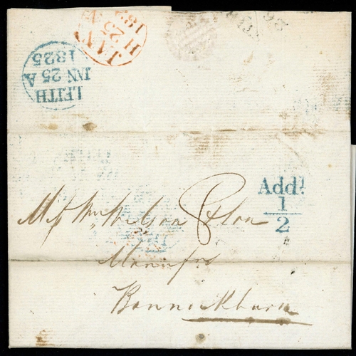 1339 - POSTAL HISTORY MIX: 1786-1837 group inc. provincial name stamps, local s/l & charge marks, etc. Inc.... 