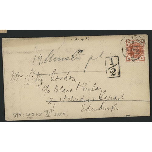 1351 - SCOTS LATER QV MAIL (+A FEW 20th C.) INC. P. DUES (1893/1928 LATE USE EDINR. ADDL. 