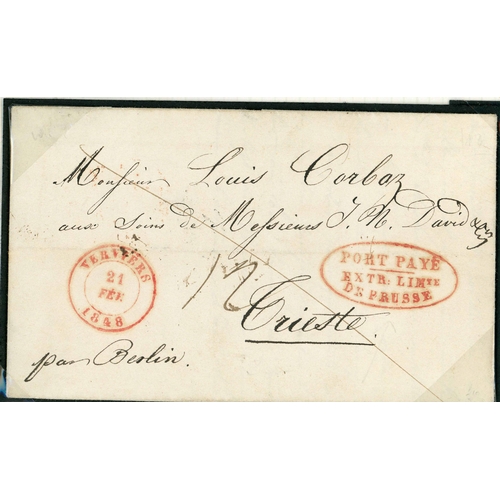 164 - STAMPLESS CONTINENTAL MAIL INC. CROSS-BORDER, ETC.: Large 1725-1867 group mostly from Central Europe... 