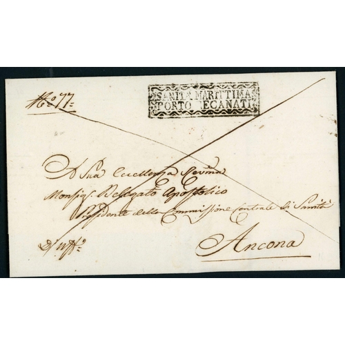 166 - ITALIAN STATES DISINFECTED MAIL, HEALTH AUTHORITY FREE FRANKS & DISINFECTION OFFICE LABELS: 1854/55 ... 