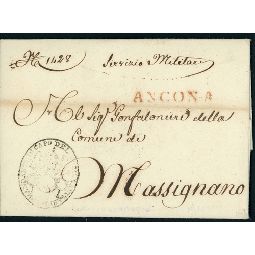 166 - ITALIAN STATES DISINFECTED MAIL, HEALTH AUTHORITY FREE FRANKS & DISINFECTION OFFICE LABELS: 1854/55 ... 